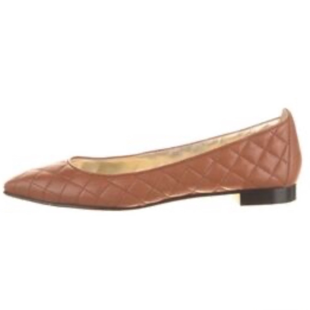 MANOLO BLAHNIK $739 Quilted Ballet Flat Shoe Brown Leather Shoe Pointed Toe Work